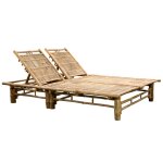 Transat chaise longue bain de soleil lit de jardin terrasse meuble d'ext�rieur pour 2 personnes bambou ...