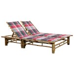 Transat chaise longue bain de soleil lit de jardin terrasse meuble d'extrieur pour 2 personnes avec ...