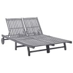 Transat chaise longue bain de soleil lit de jardin terrasse meuble d'extrieur 2 places bois d'acacia ...