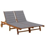 Transat chaise longue bain de soleil lit de jardin terrasse meuble d'extrieur 2 places avec coussins ...