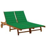 Transat chaise longue bain de soleil lit de jardin terrasse meuble d'extrieur 2 places avec coussins ...