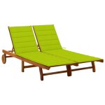Transat chaise longue bain de soleil lit de jardin terrasse meuble d'extrieur 2 places avec coussins ...