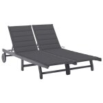 Transat chaise longue bain de soleil lit de jardin terrasse meuble d'extrieur 2 places avec coussin ...