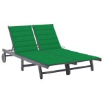 Transat chaise longue bain de soleil lit de jardin terrasse meuble d'extrieur 2 places avec coussin ...