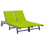 Transat chaise longue bain de soleil lit de jardin terrasse meuble d'ext�rieur 2 places avec coussin ...
