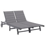 Transat chaise longue bain de soleil lit de jardin terrasse meuble d'ext�rieur 2 places avec coussin ...