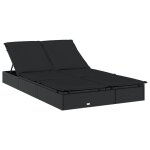 Transat chaise longue bain de soleil lit de jardin terrasse meuble d'extrieur a 2 places avec coussins ...