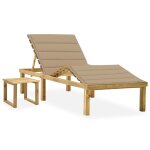 Transat chaise longue bain de soleil lit de jardin terrasse meuble d'extrieur 200 cm avec table et coussin ...
