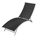 Transat chaise longue bain de soleil lit de jardin terrasse meuble d'extrieur acier et textilne noir ...