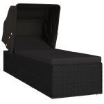 Transat chaise longue bain de soleil lit de jardin terrasse meuble d'extrieur avec auvent et coussin ...