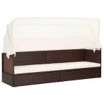 Transat chaise longue bain de soleil lit de jardin terrasse meuble d'extrieur avec auvent rsine tresse ...