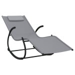 Transat chaise longue bain de soleil lit de jardin terrasse meuble d'extrieur a bascule 164 acier et ...