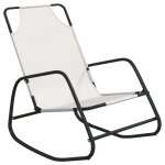 Transat chaise longue bain de soleil lit de jardin terrasse meuble d'extrieur a bascule acier et textilne ...
