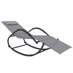 Transat chaise longue bain de soleil lit de jardin terrasse meuble d'extérieur a bascule gris acier et ... Transat chaise longue bain de soleil lit de jardin terrasse meuble d'extérieur a bascule gris acier et ...