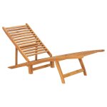 Transat chaise longue bain de soleil lit de jardin terrasse meuble d'extrieur bois de teck solide helloshop26 ...