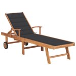 Transat chaise longue bain de soleil lit de jardin terrasse meuble d'ext�rieur avec coussin anthracite ...