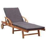 Transat chaise longue bain de soleil lit de jardin terrasse meuble d'ext�rieur avec coussin bois d'acacia ...