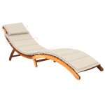 Transat chaise longue bain de soleil lit de jardin terrasse meuble d'ext�rieur avec coussin bois d'acacia ...