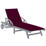 Transat chaise longue bain de soleil lit de jardin terrasse meuble d'extrieur avec coussin bois d'acacia ...