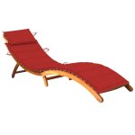 Transat chaise longue bain de soleil lit de jardin terrasse meuble d'ext�rieur avec coussin bois d'acacia ...