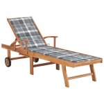 Transat chaise longue bain de soleil lit de jardin terrasse meuble d'ext�rieur avec coussin a carreaux ...