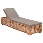 Transat chaise longue bain de soleil lit de jardin terrasse meuble d'extrieur avec coussin gris fonc ...