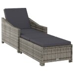 Transat chaise longue bain de soleil lit de jardin terrasse meuble d'ext�rieur avec coussin gris fonc� ...