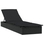 Transat chaise longue bain de soleil lit de jardin terrasse meuble d'extérieur avec coussin noir 201x55x62 ... Transat chaise longue bain de soleil lit de jardin terrasse meuble d'extérieur avec coussin noir 201x55x62 ...