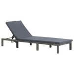 Transat chaise longue bain de soleil lit de jardin terrasse meuble d'extrieur avec coussin rsine tresse ...