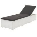 Transat chaise longue bain de soleil lit de jardin terrasse meuble d'extrieur avec coussin rsine tresse ...