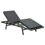 Transat chaise longue bain de soleil lit de jardin terrasse meuble d'extrieur avec coussin rsine tresse ...