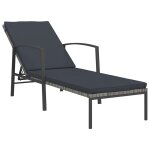 Transat chaise longue bain de soleil lit de jardin terrasse meuble d'extrieur avec coussin rsine tresse ...
