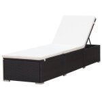 Transat chaise longue bain de soleil lit de jardin terrasse meuble d'extrieur avec coussin rsine tresse ...