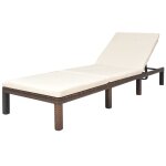 Transat chaise longue bain de soleil lit de jardin terrasse meuble d'extrieur avec coussin rsine tresse ...