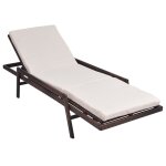 Transat chaise longue bain de soleil lit de jardin terrasse meuble d'ext�rieur avec coussin r�sine tress�e ...