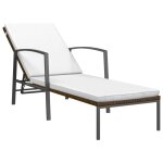 Transat chaise longue bain de soleil lit de jardin terrasse meuble d'ext�rieur avec coussin r�sine tress�e ...