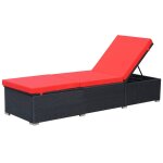 Transat chaise longue bain de soleil lit de jardin terrasse meuble d'extrieur avec coussin rsine tresse ...