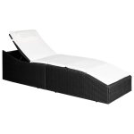 Transat chaise longue bain de soleil lit de jardin terrasse meuble d'extrieur avec coussin rsine tresse ...