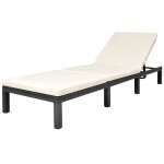 Transat chaise longue bain de soleil lit de jardin terrasse meuble d'ext�rieur avec coussin r�sine tress�e ...