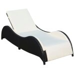Transat chaise longue bain de soleil lit de jardin terrasse meuble d'extrieur avec coussin rsine tresse ...