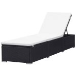 Transat chaise longue bain de soleil lit de jardin terrasse meuble d'ext�rieur avec coussin r�sine tress�e ...