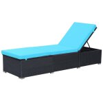 Transat chaise longue bain de soleil lit de jardin terrasse meuble d'ext�rieur avec coussin r�sine tress�e ...
