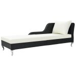 Transat chaise longue bain de soleil lit de jardin terrasse meuble d'extrieur avec coussin rsine tresse ...