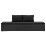 Transat chaise longue bain de soleil lit de jardin terrasse meuble d'extrieur avec coussins rsine tresse ...