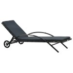 Transat chaise longue bain de soleil lit de jardin terrasse meuble d'extrieur avec coussin et roues ...