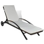 Transat chaise longue bain de soleil lit de jardin terrasse meuble d'extrieur avec coussin et roues ...