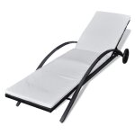 Transat chaise longue bain de soleil lit de jardin terrasse meuble d'ext�rieur avec coussin et roues ...