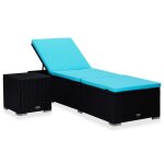 Transat chaise longue bain de soleil lit de jardin terrasse meuble d'extrieur avec coussin et table ...