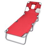 Transat chaise longue bain de soleil lit de jardin terrasse meuble d'extrieur avec coussin de tte acier ...