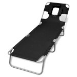 Transat chaise longue bain de soleil lit de jardin terrasse meuble d'extrieur avec coussin de tte acier ...